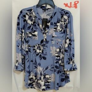 Ava & Grace Blue Floral Top